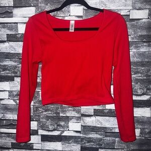 Women’s size S/M  Red Long-Sleeve Scoop Neck Crop Top